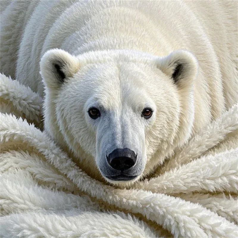Polar Bear Fleece fabric Realism Pattern Polar Bear Fleece fabric Realism Pattern