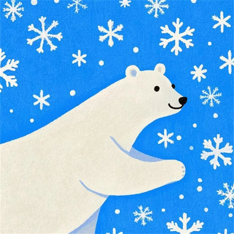 Polar Bear Fleece fabric Snowflake Fantasy Pattern Polar Bear Fleece fabric Snowflake Fantasy Pattern