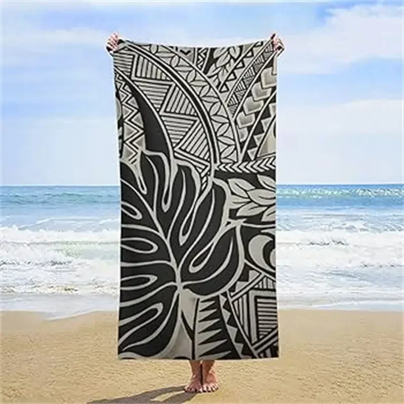 Polynesian Tattoo Hawaiian Fabric Microfiber Beach Towel Bath Towels for Swimming