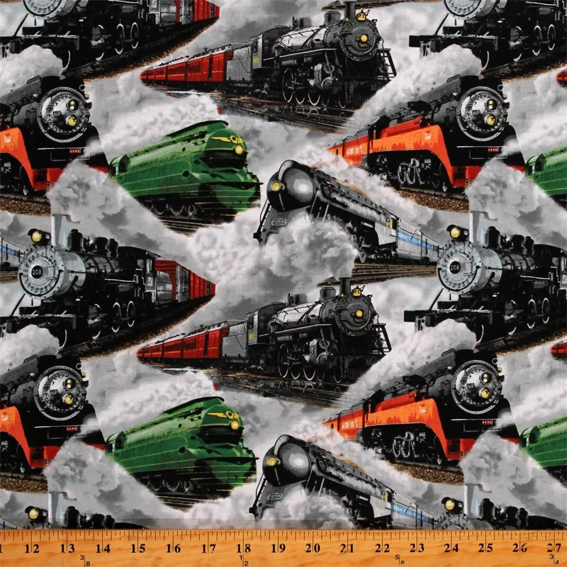 Vintage Train Patterns Quilt Fabric Vintage Train Patterns Quilt Fabric