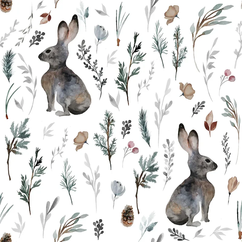 Woodland rabbit quilting fabric by the Yard Woodland rabbit quilting fabric by the Yard
