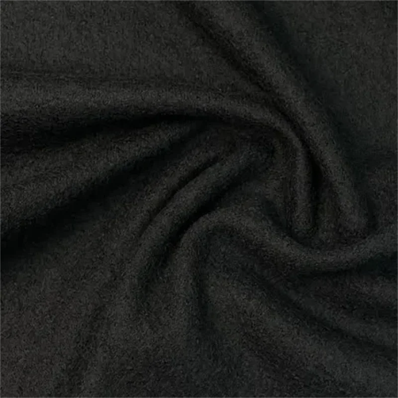 black boiled wool fabric