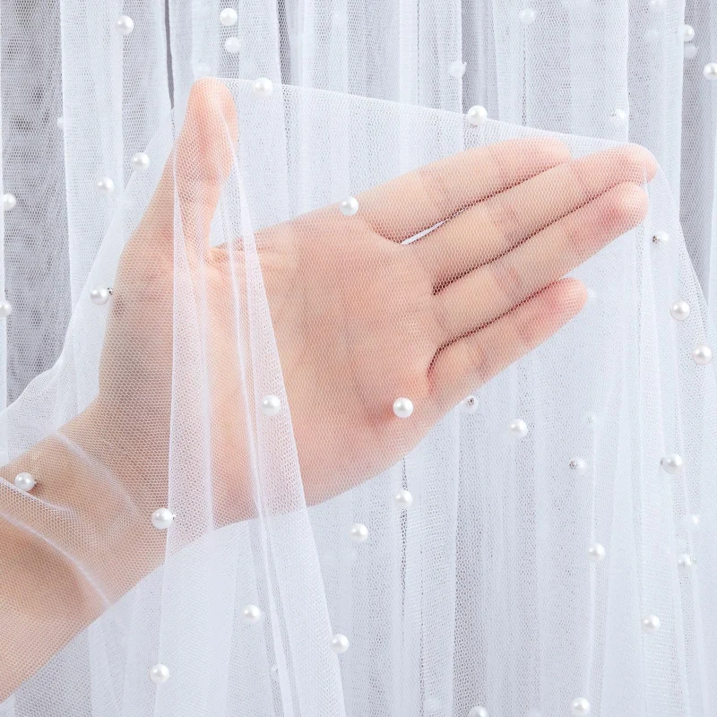 tulle fabric with pearls tulle fabric with pearls