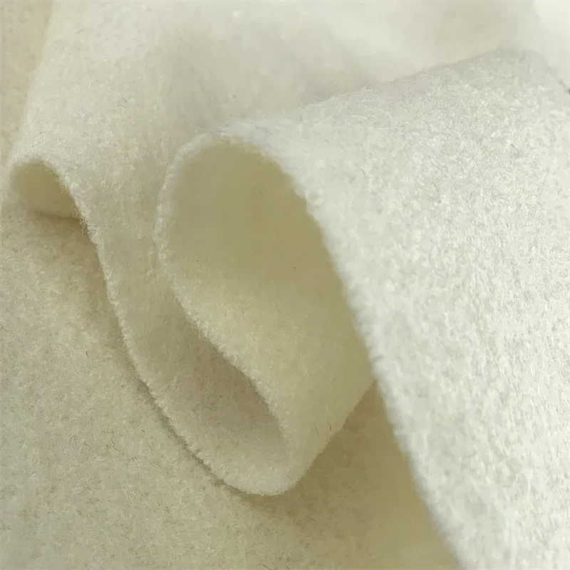 white boiled wool fabric